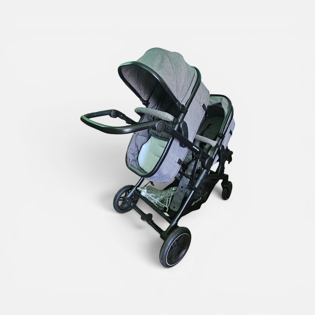 Cărucior dublu Hauck Atlantic Twin, în varianta de culoare Melange Grey.
