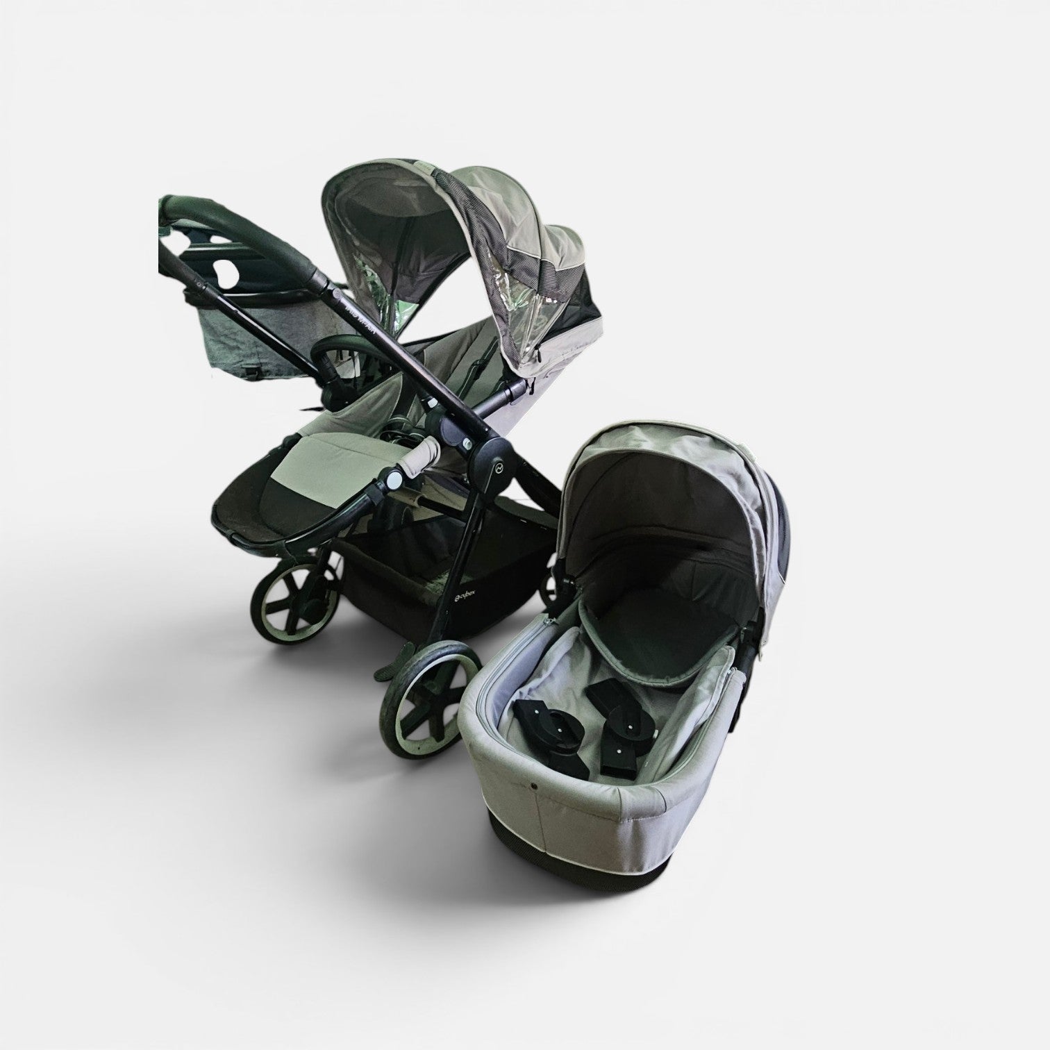 Cărucior sport dublu/modular Cybex Gazelle S, alături de un landou compatibil (Cybex Gazelle S Cot)